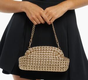 Olga Berg Everly Handwoven Faux Leather Frame Clutch Bag Crossbody
